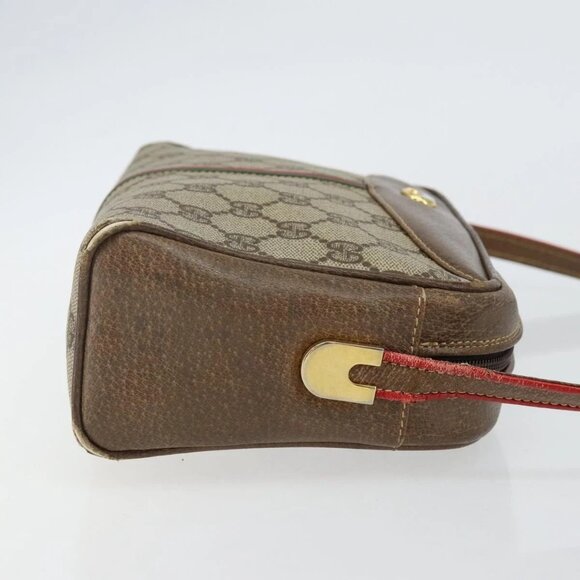 GUCCI GG Supreme Web Sherry Line Bag PVC Beige Gold 001 261 1086 Auth BA6005 - Picture 6 of 16